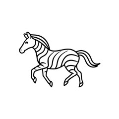 Fototapeta premium Zebra outline running drawing on transparent background