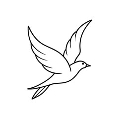 Obraz premium Dove flying outline illustration on transparent background