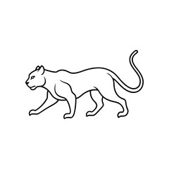 Line drawing of a panther cat on transparent background