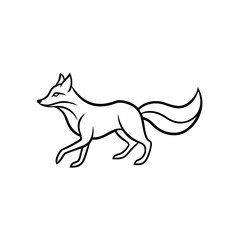 Fox outline running quickly on transparent background