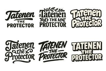 Fototapeta premium Tatenen Lettering Variations. Tatenen the Protector. Set lettering. harmonious lettering variations of the same emblematic concept (Bold hand-lettering with
