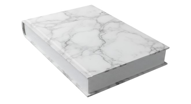 White Marble Patterned Book on Black Background