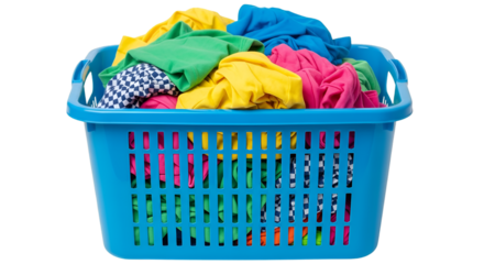 Brightly Colored Laundry in a Blue Basket