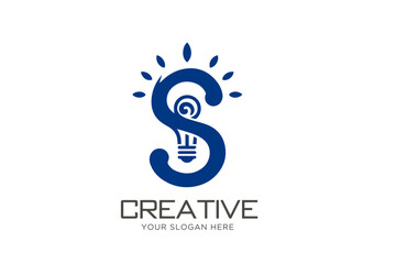 Fototapeta premium Creative Letter S with Electric Bulb Logo Design