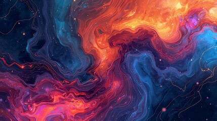 Vibrant Swirling Nebula of Cosmic Dust and Stars in Deep Space