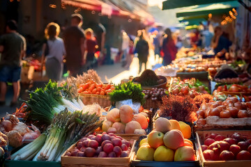 Authentic local market with colorful produce
