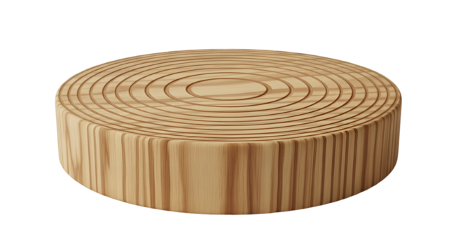 Wooden Log Slice with Concentric Rings
