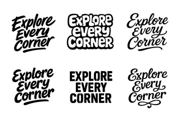 Fototapeta premium Harmonious Lettering Variations. Explore every corner. Set lettering. harmonious lettering variations of the same emblematic concept (Dynamic brushstroke