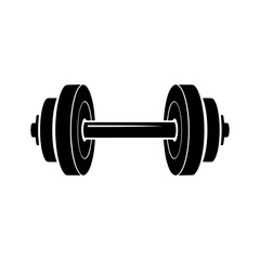 Vector art of a black and white icon of a dumbbell