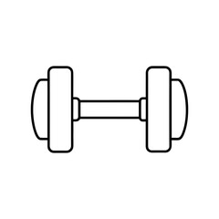 Outline drawing of a dumbbell exercise tool on transparent background