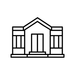 Simple line drawing of a building facade on transparent background