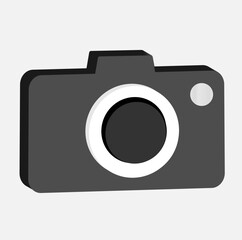 Minimalist 3D Camera — Black and White Flat Design