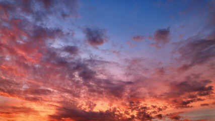 Amazing sunrise with dramatic colorful clouds
