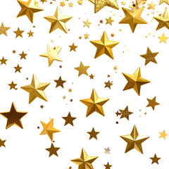 Obraz premium Golden stars of varying sizes cascade down on a black backdrop, creating a festive pattern