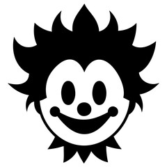 Happy Smiling Clown Face Solid Illustration