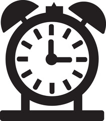 Simple illustration of a black alarm clock icon