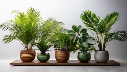 Fototapeta premium Beautiful Green Plants And Palms In Pots With Transparent Backround In A Png File