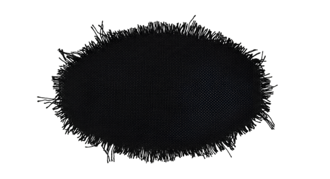 Black Fabric Patch with Frayed Edges on Black Background