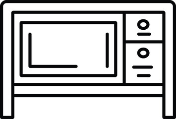 Obraz premium Minimalist Outline Icon of a Modern Microwave Oven with Door and Side Control Panel