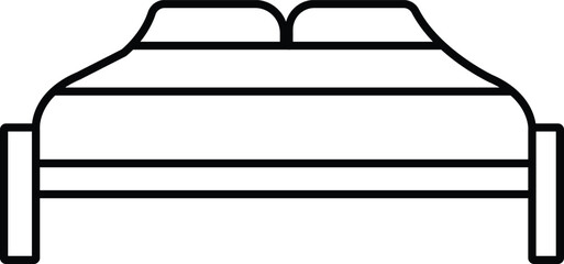 Minimalist Outline Icon of a Modern Two-Seater Sofa or Couch with Horizontal Stripe Details