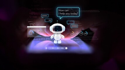 woman using smartphone to interact with AI assistant chatbot for data analysis. Concept of artificial intelligence, big data, analytics, business insight, and smart technology integration. - Powered by Adobe