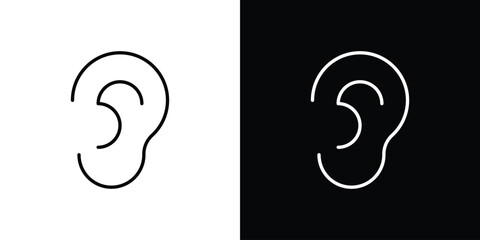 Naklejka premium Ear icon in stroke versions. Graphic elements for web