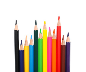 Set of colorful pencils on white background