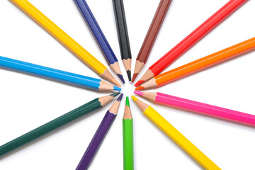Naklejka premium Colorful pencils on white background