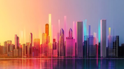Sunset City Skyline Silhouette Vector Illustration