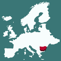 Fototapeta premium Bulgaria Country highlighted 3D map on Africa continent map vector illustration for projects and presentation 