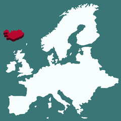 ICELAND Country highlighted 3D map on Africa continent map vector illustration	for projects and presentation 