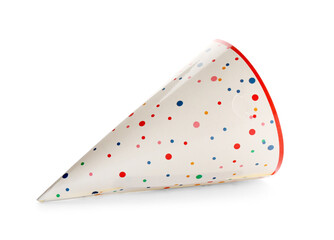 Party cone hat on white background