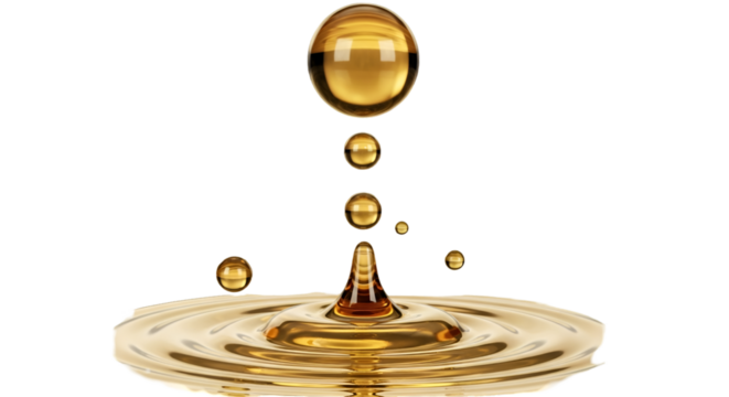 Golden Liquid Droplets and Ripples on Black Background - Powered by Adobe