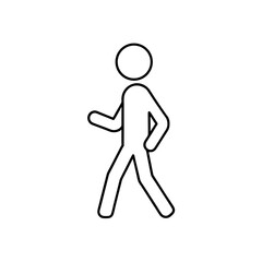 A simple stick figure walking illustration on transparent background