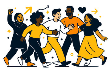 Unity Through Diversity. Progress through diversity. People from different cultures and backgrounds come together, embracing their unique qualities and