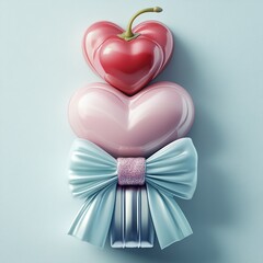 curated board of pastel enamel pins shaped like hearts, cherries, bows, and lipstick, with glitter detail. isolated on white background Ultra HD, Very Realistic, High Detailed Image