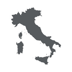 Italy Country Shape Silhouette Gray Background Map