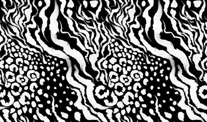 Leopard and zebra pattern design, illustration background, brown leopard and zebra design pattern. Textile print pattern.