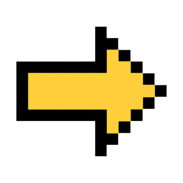 PNG Pixelated yellow arrow illustration.