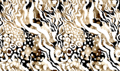 Leopard and zebra pattern design, illustration background, brown leopard and zebra design pattern. Textile print pattern. © akın demirci