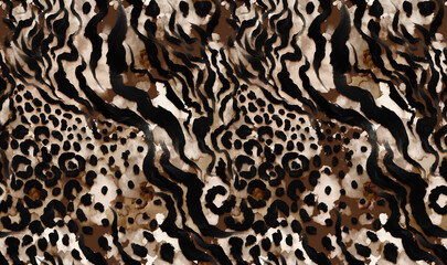 Leopard and zebra pattern design, illustration background, brown leopard and zebra design pattern. Textile print pattern.