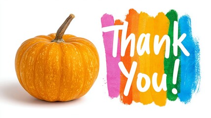 Express gratitude with a vibrant pumpkin and colorful thank you message for autumn celebrations and thankful occasions, sending warm seasonal wishes