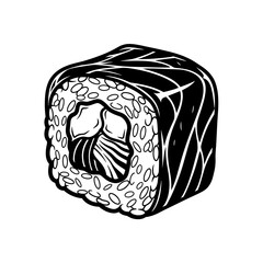 Delicious sushi roll illustration for restaurant menus or Asian cuisine promotions, a tasty graphic element for food lovers and creative designs