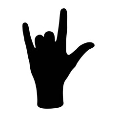 Fototapeta premium Vector art of silhouette of a hand making the rock and roll sign a symbol of music, rebellion, and youthful energy, perfect for designs