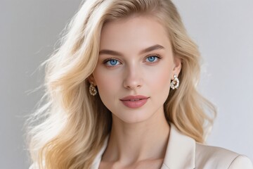 A stunning portrait capturing elegance and style with a blonde woman showcasing fashionable accessories.