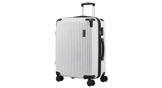 Sleek White Hardside Spinner Luggage with Combination Lock