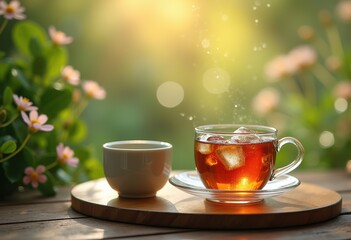 Fototapeta premium Elegant Teaware Natural Setting Serenity Calm Peaceful Aesthetic