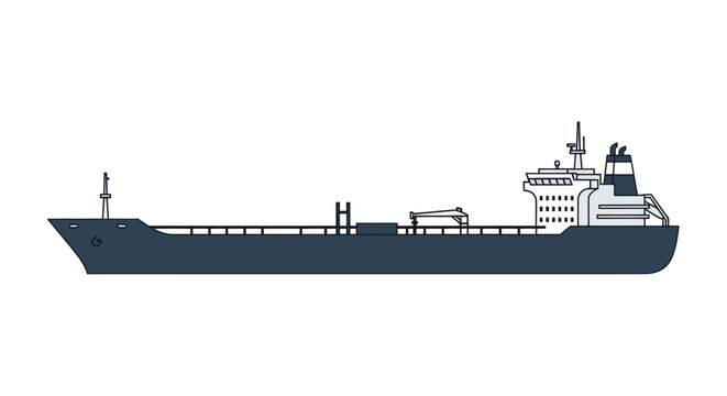 Vector Illustration of a Large Cargo Tanker Ship.