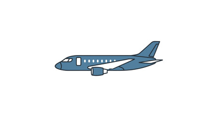 Blue Airplane Illustration with White Wing Detail.