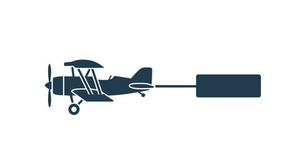 Vintage Biplane Towing a Rectangular Banner for Advertising. © wongpunduh